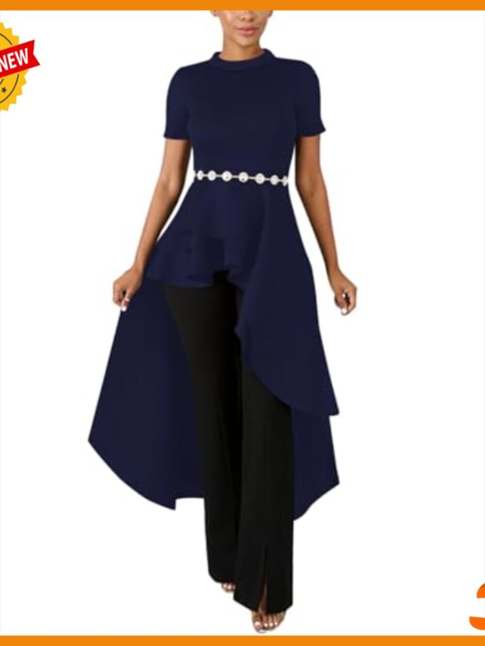 Casual Shirt Dress High Low Ruffle Hem Asymmetrical Peplum Tunic Top - Picture 3 of 7